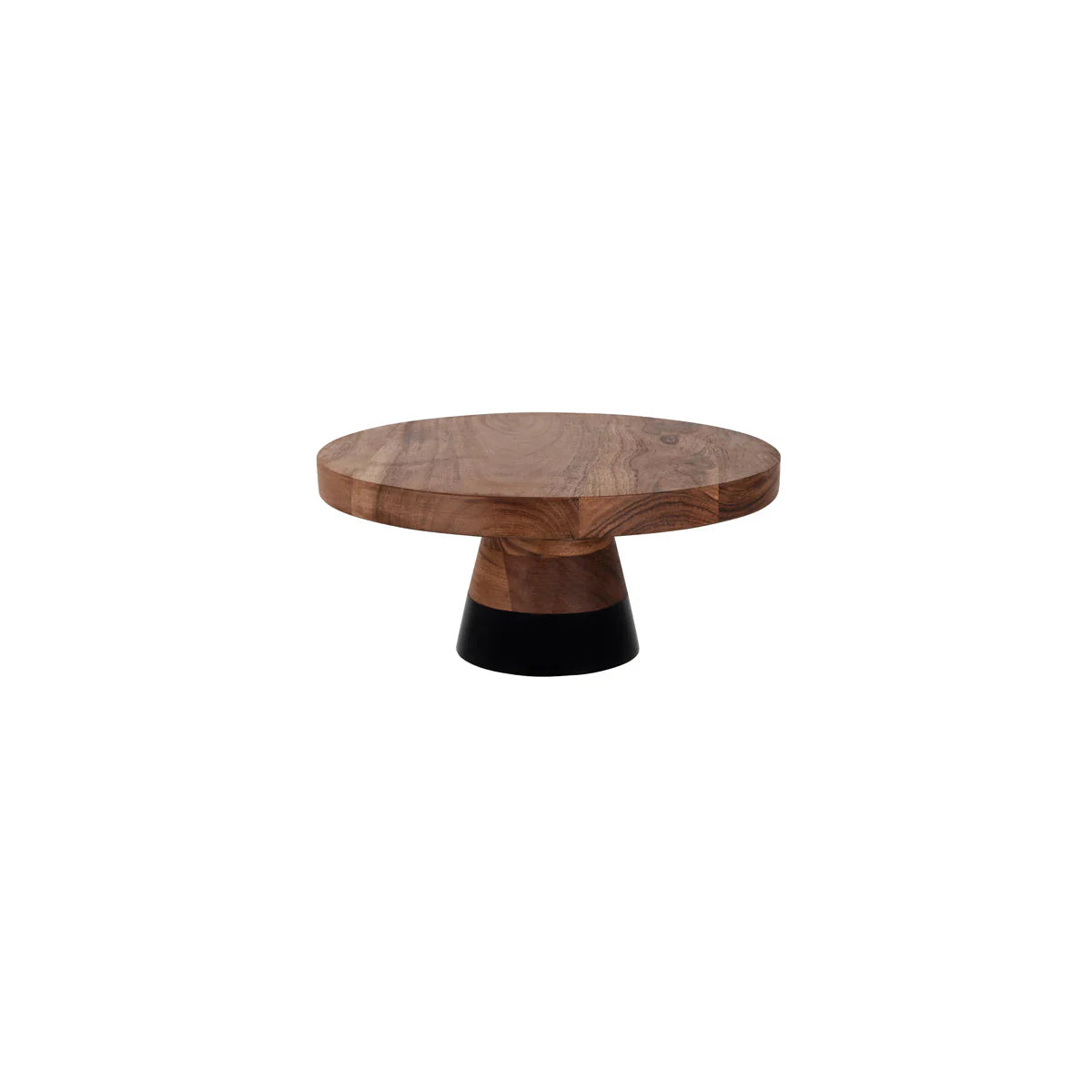 Serve Natural Acacia Round Cake Stand Black Border
