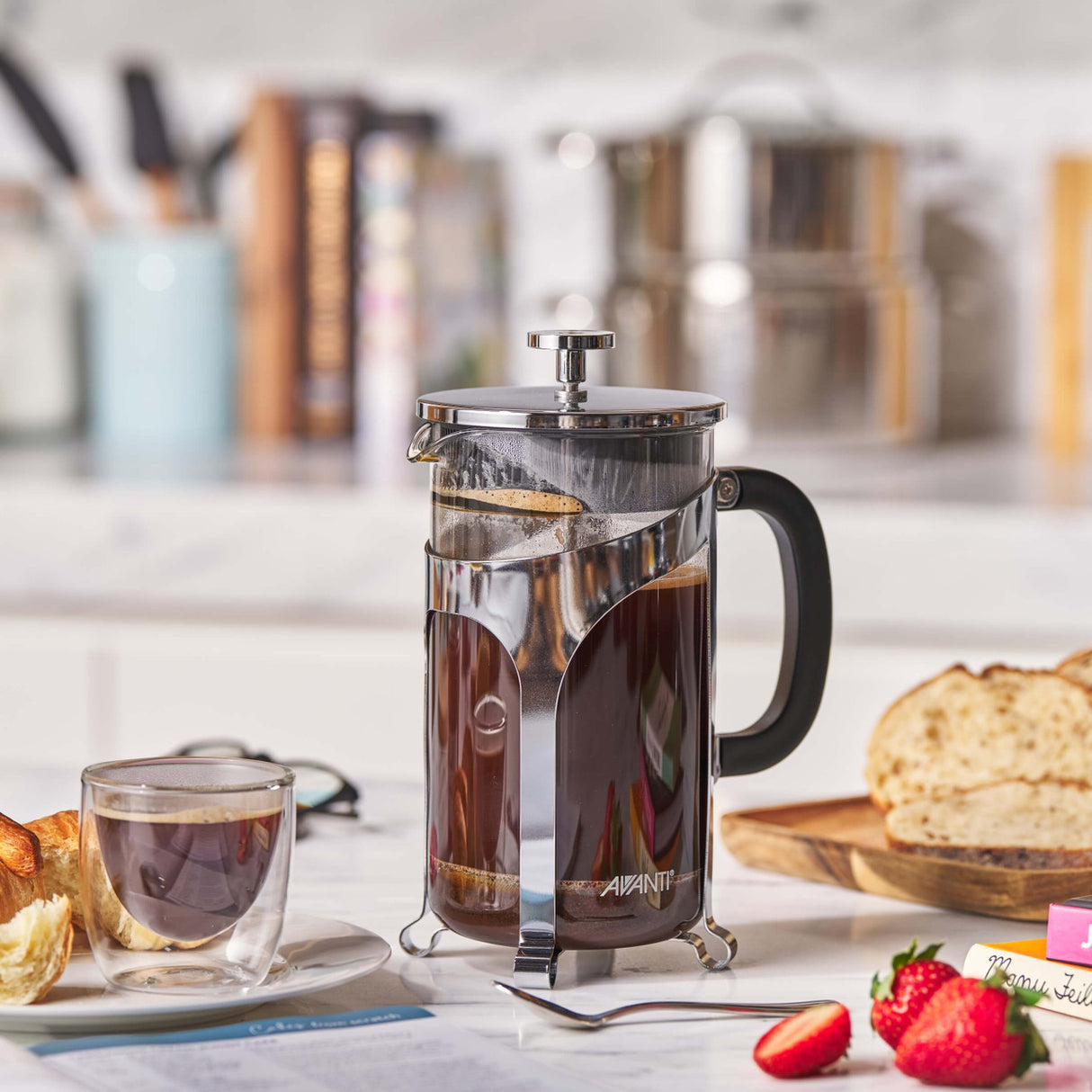 Café Press Coffee Plunger - 1L / 8 Cup - Boroscilicate Glass / Chrome