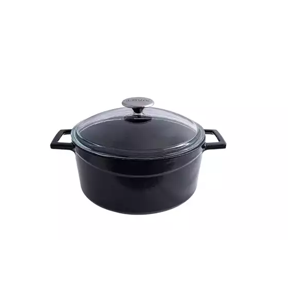 Glaze Round Casserole with Glass Lid (6.7L) - Black