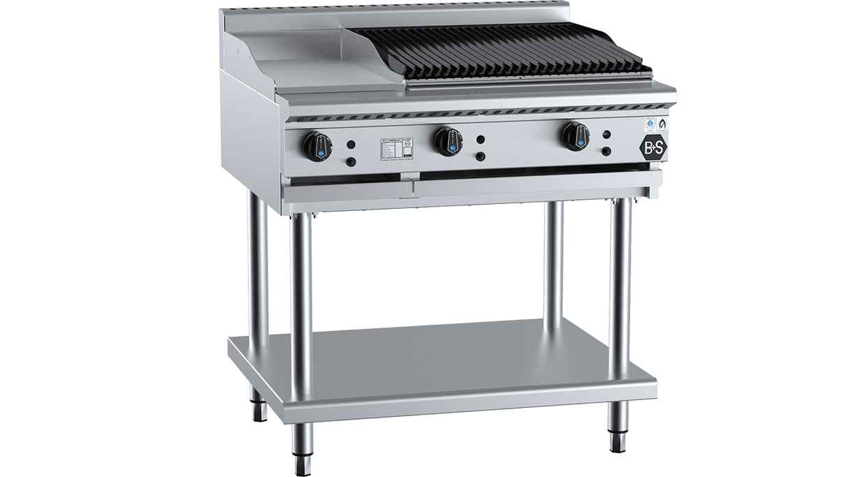 B+S Black Combination 300mm Grill Plate & 600mm Char Broiler