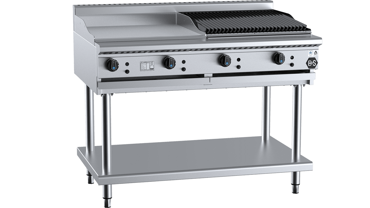 B+S Black Combination 600mm Grill Plate & 600 mm Char Broiler