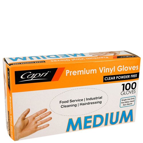 Capri Glove Clear Vinyl Medium Powder Free