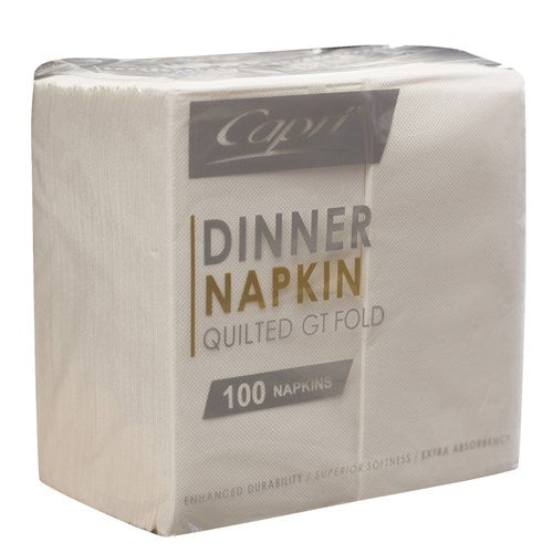 Capri Quilted Dinner Napkin White GT Fold