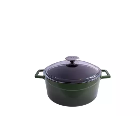 Glaze Round Casserole with Glass Lid (6.7L) - Green