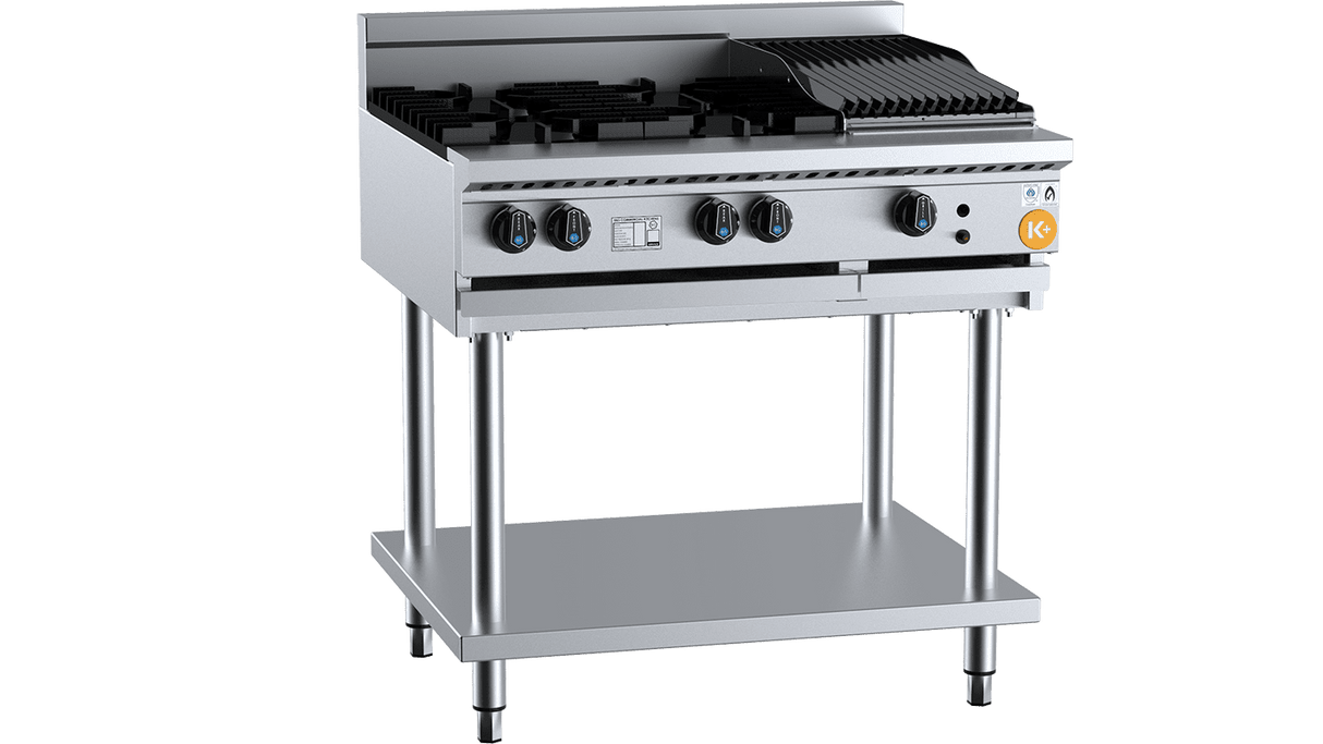 B+S K+ Combination Four Open Burners & 300mm Char Broiler On Stand