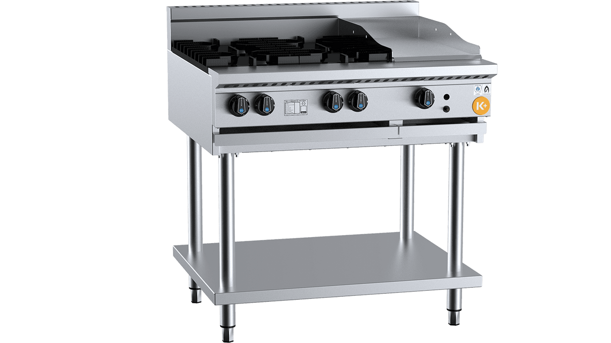 B+S K+ Combination Four Open Burners & 300mm Grill Plate On Stand