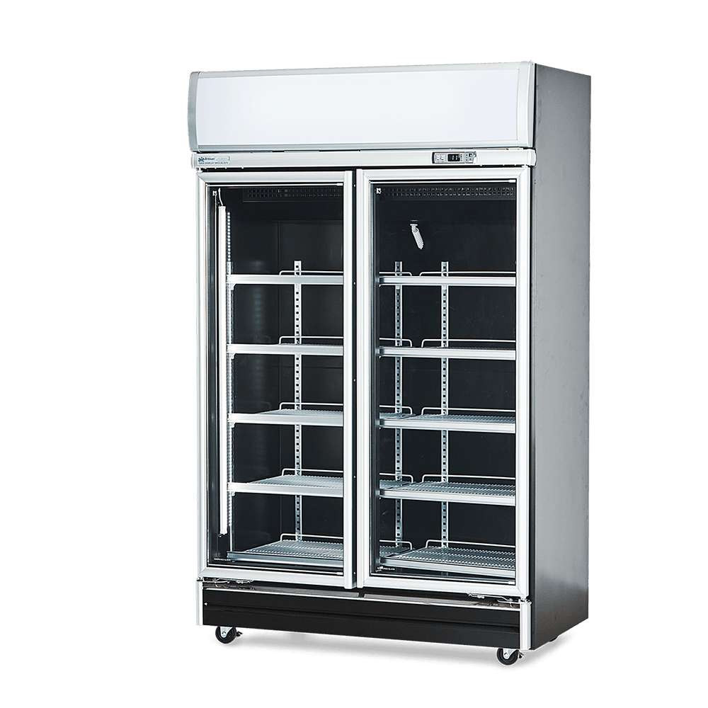 2 Glass Hinged – Top Mount – Display Fridge – Black – 1260mm Width