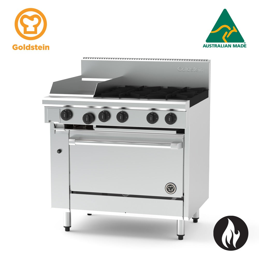 GOLDSTEIN Oven Range 4 burners, 305 x 520 x 20 mm griddle, 28'' static electric oven