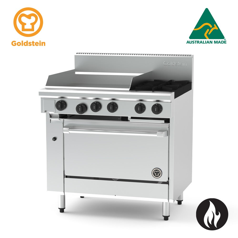 GOLDSTEIN Oven Range 2 burners, 610 x 520 x 20 mm griddle, 28'' gas static oven