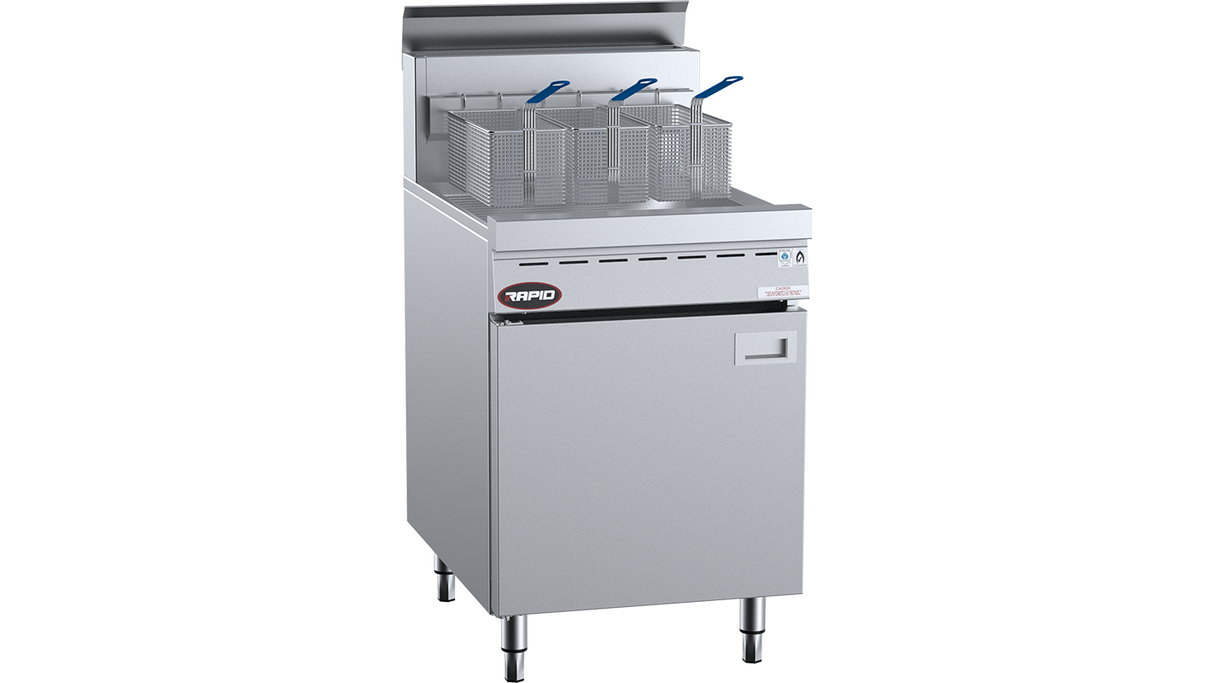 B+S Rapid Gas Fryers - Single Pan Three Basket Fryer