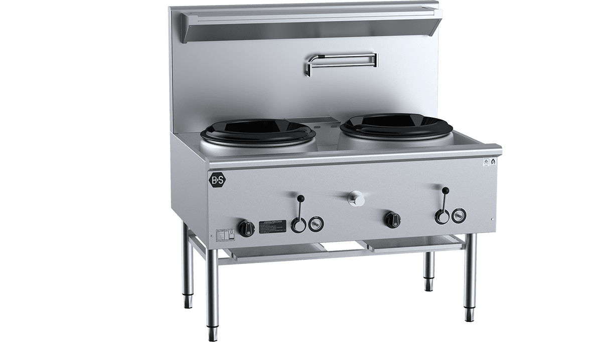 B+S Black Two Hole Deluxe Waterless Wok Table