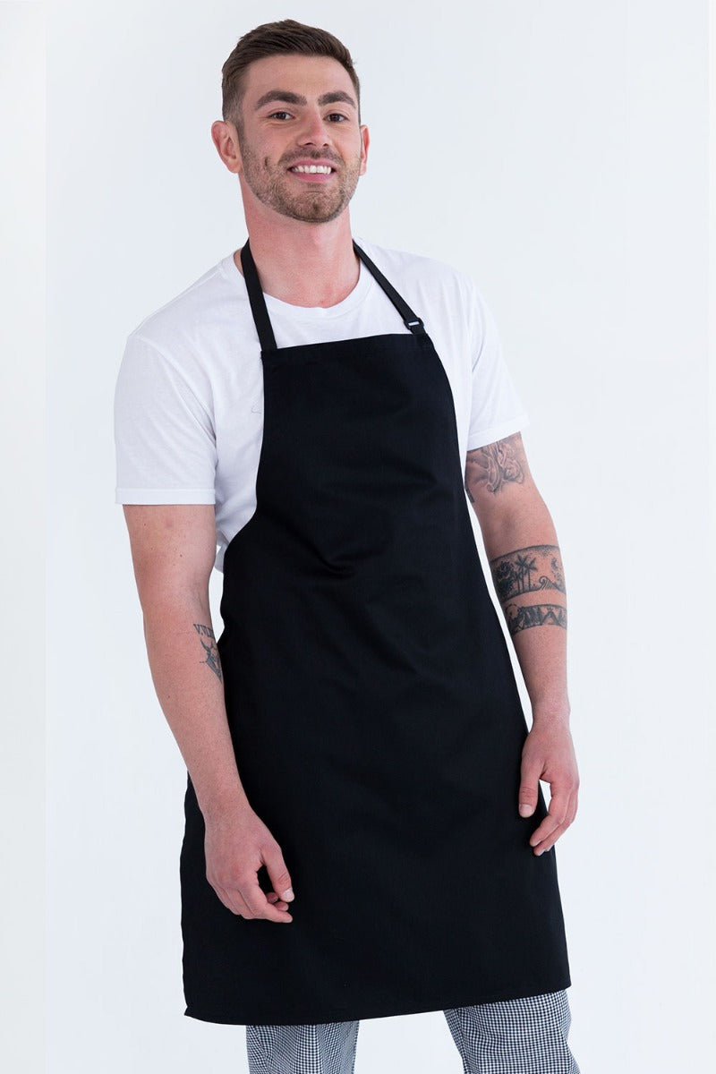 Prochef Black Poly/Cotton Bib Apron