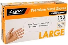 CAPRI GLOVE VINYL CLEAR LARGE POWDER FREE