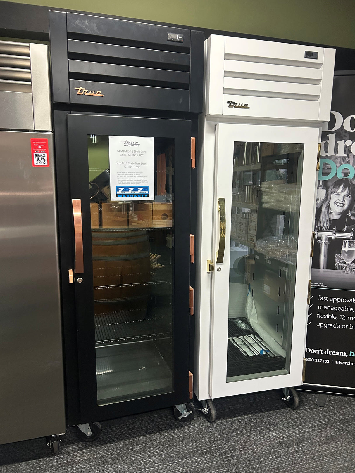 TRUE Spec Series 1 Door Glass Fridge – Black with Copper Fittings (Custom Build)