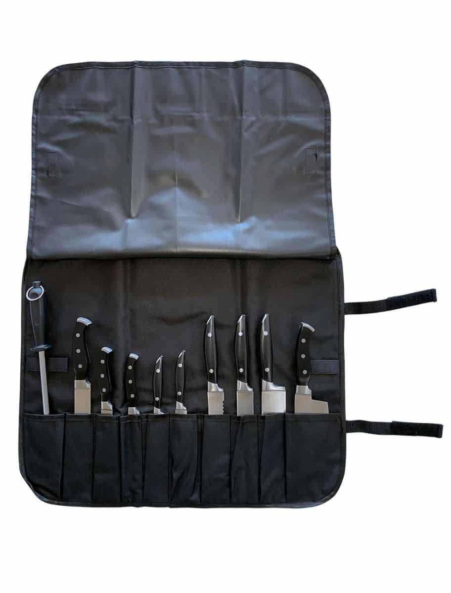 Aussie Chef Knife Wrap 10 Pocket Black