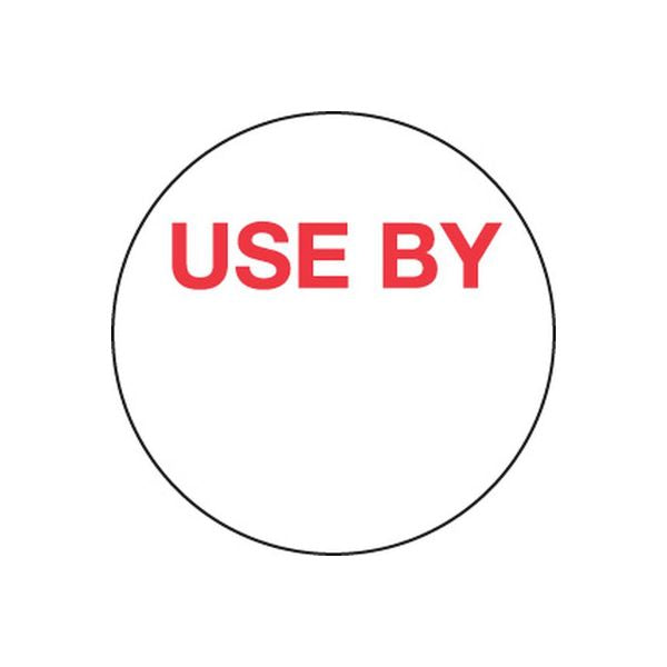 Use By Label 40mm Round (500/roll)