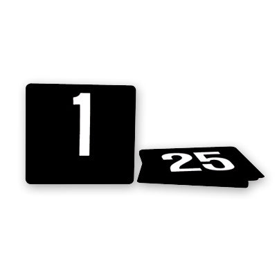 Table Number Set 1-50 White on Black