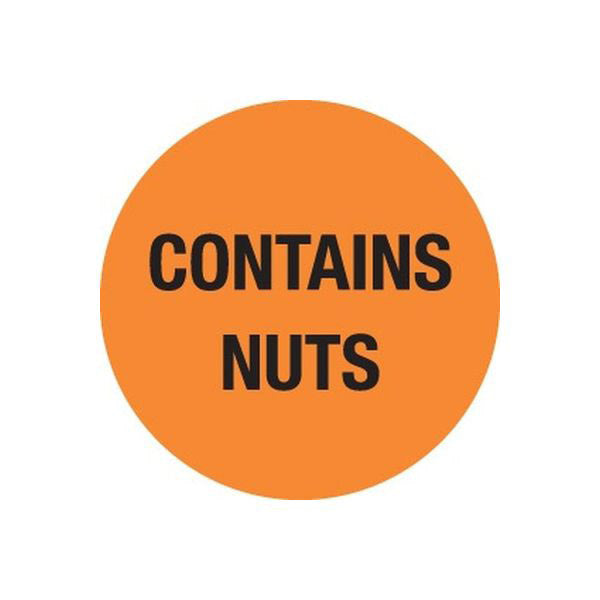 24Mm Food Advisory Label - Contains Nuts 1000/Roll