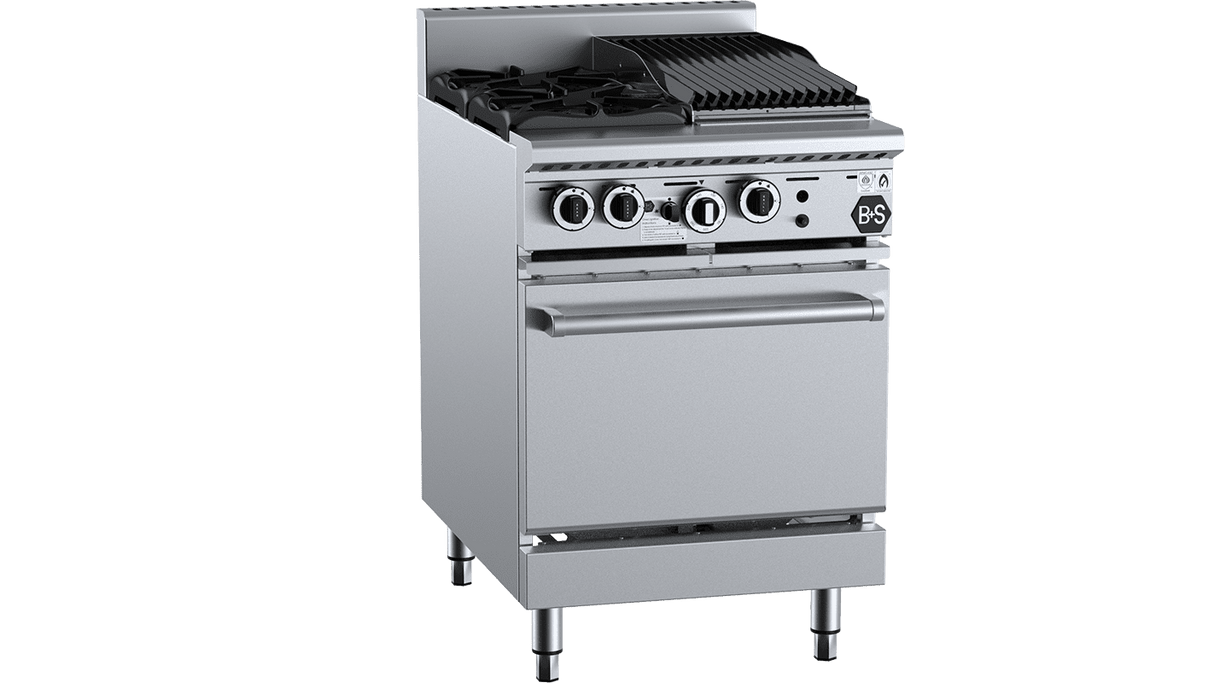 B+S Black 2 Burner 300mm Char Grill + Oven