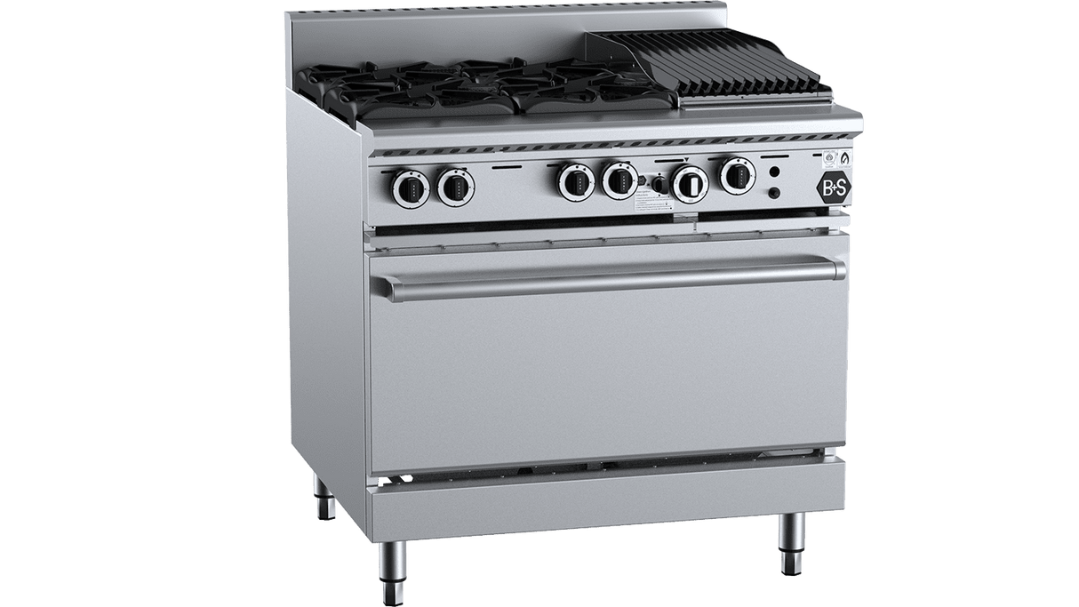 B+S Black 4 Burner 300mm Char Grill + Oven