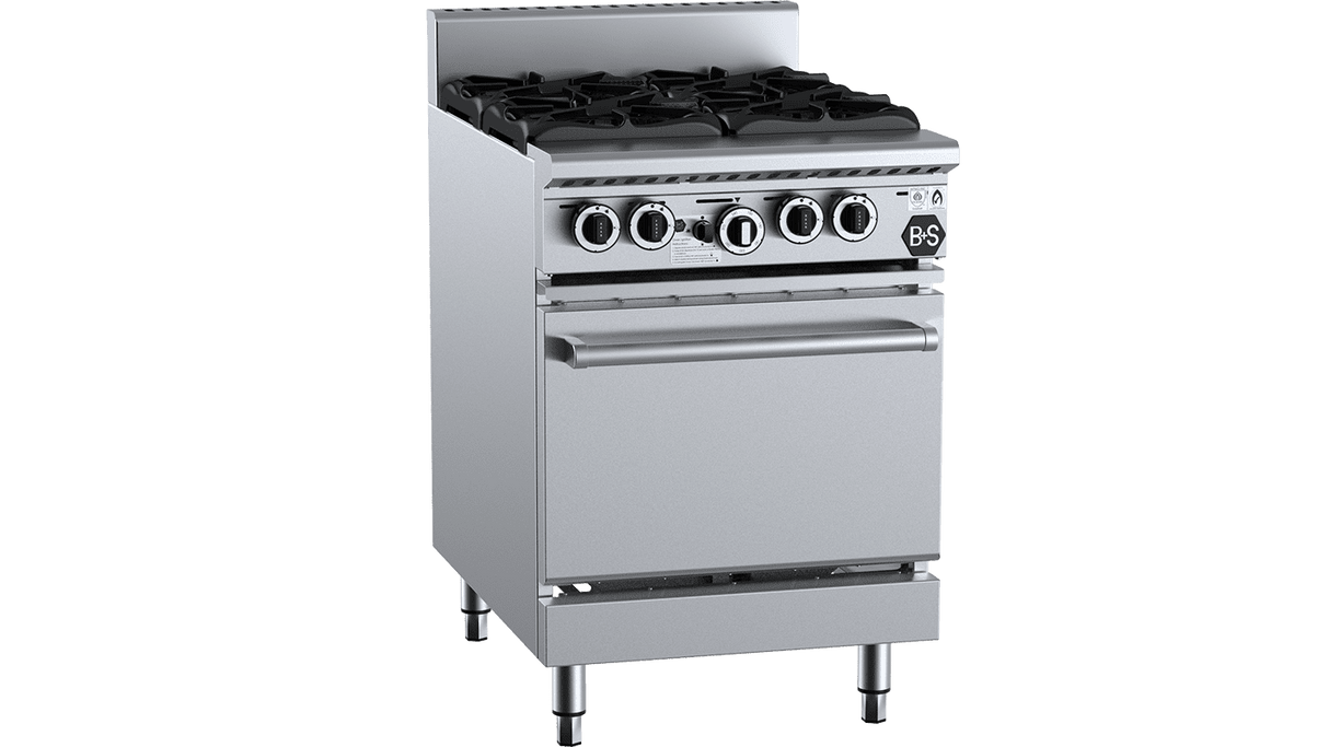 B+S Black 4 Burner Oven Range