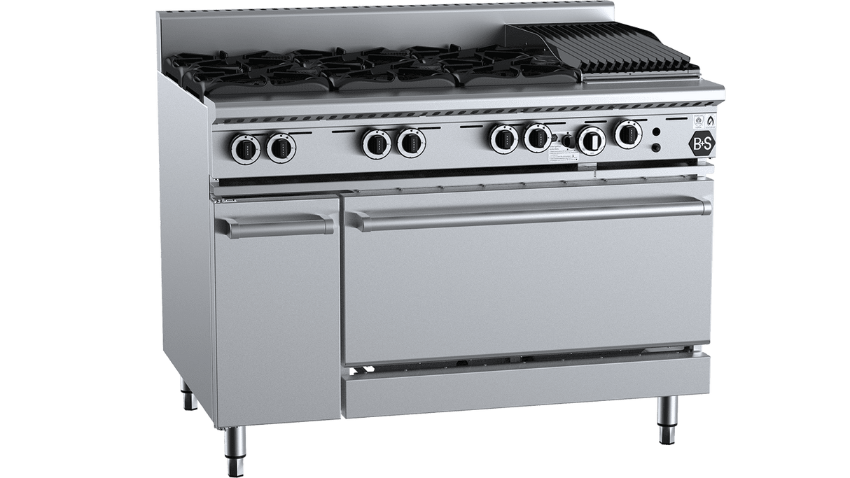 B+S Black 6 Burner + 300mm Char Grill + Oven