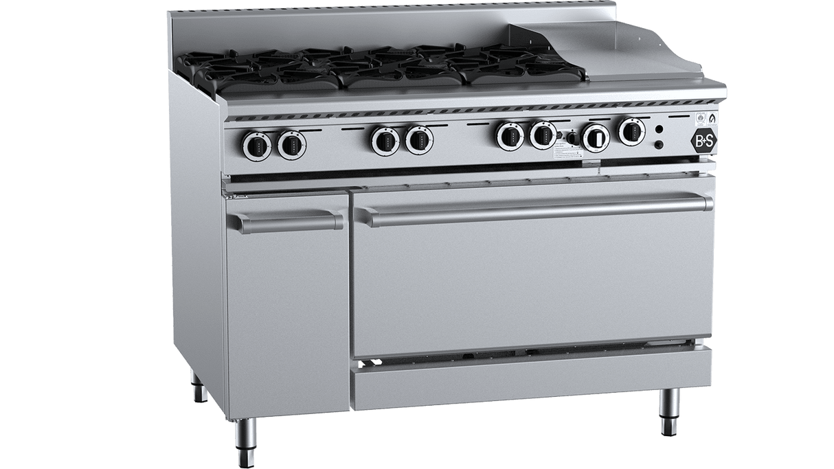 B+S Black 6 Burner + 300mm Grill Plate + Oven
