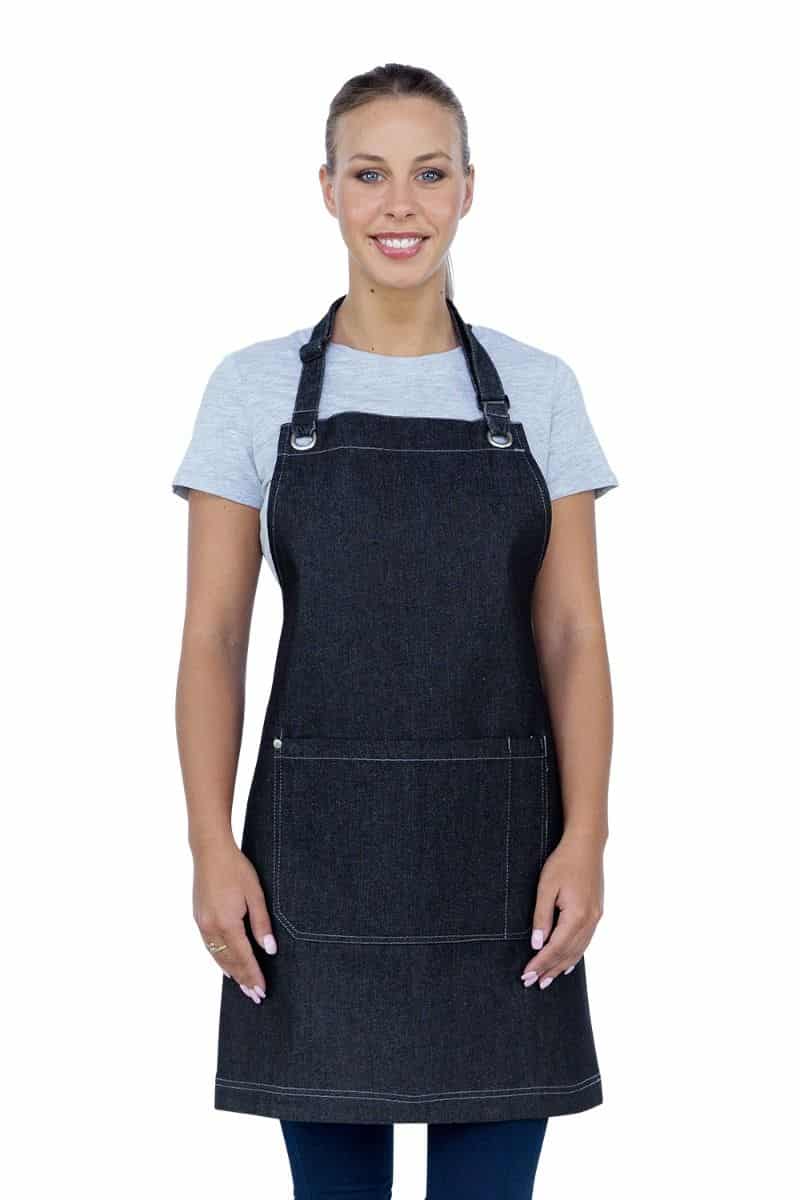 Aussie Chef Mia Bib Apron Original Black Denim