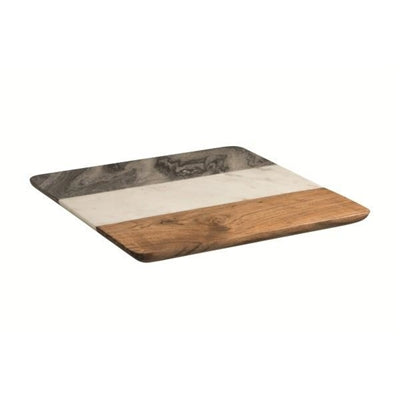 PETER SORENSEN TWO-TONE MARBLE/ACACIA SQUARE CHEESE BOARD 30.5X30.5X1.8cm