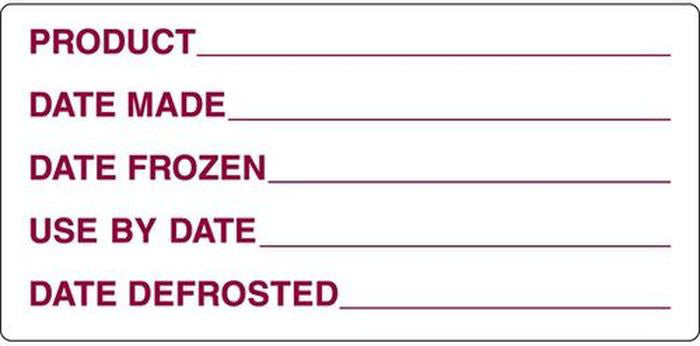 Frozen Food Prep Label | Removable