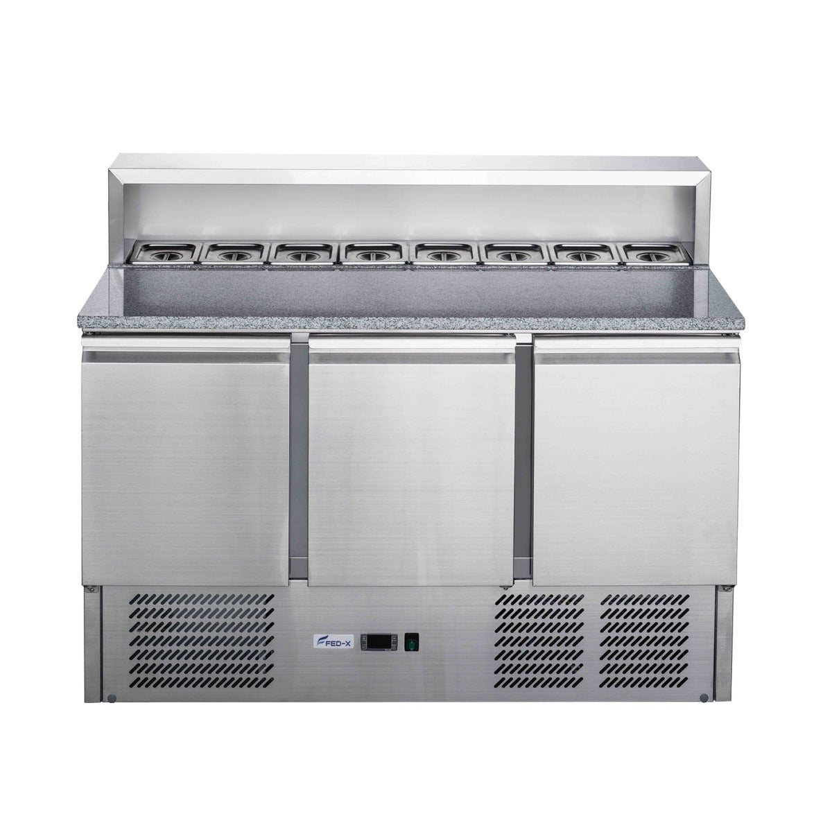 FED-X Three Door Salad Prep Fridge with Marble Top
