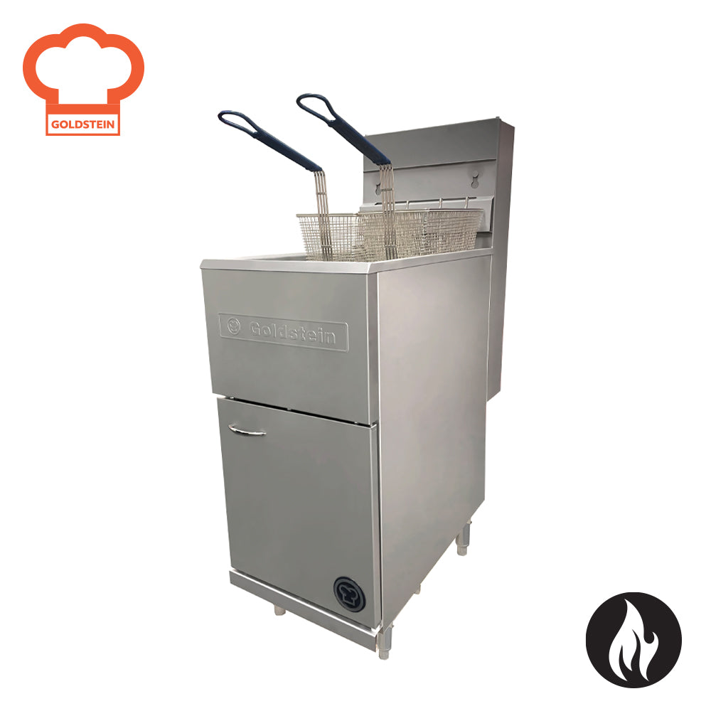 GOLDSTEIN Fryer single pan , pan size 356 x 356 mm , 2 baskets per pan, 18L oil capacity