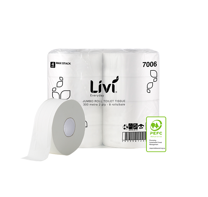Toilet Rolls Jumbo 2ply 300mtr (8/ctn)