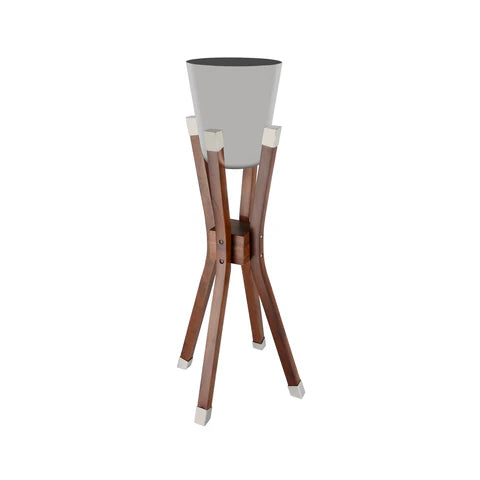 Chef Inox Wine Bucket-1 Bottle 18/10 And Wooden Stand Set