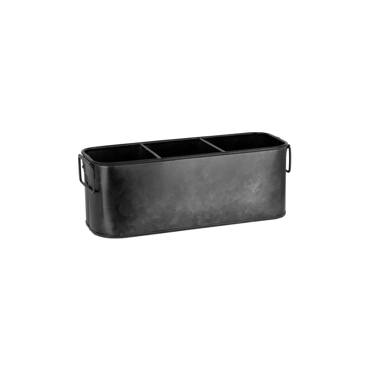 Coney Island 3-Compartment Black Galvanised Caddy 270x100x100mm