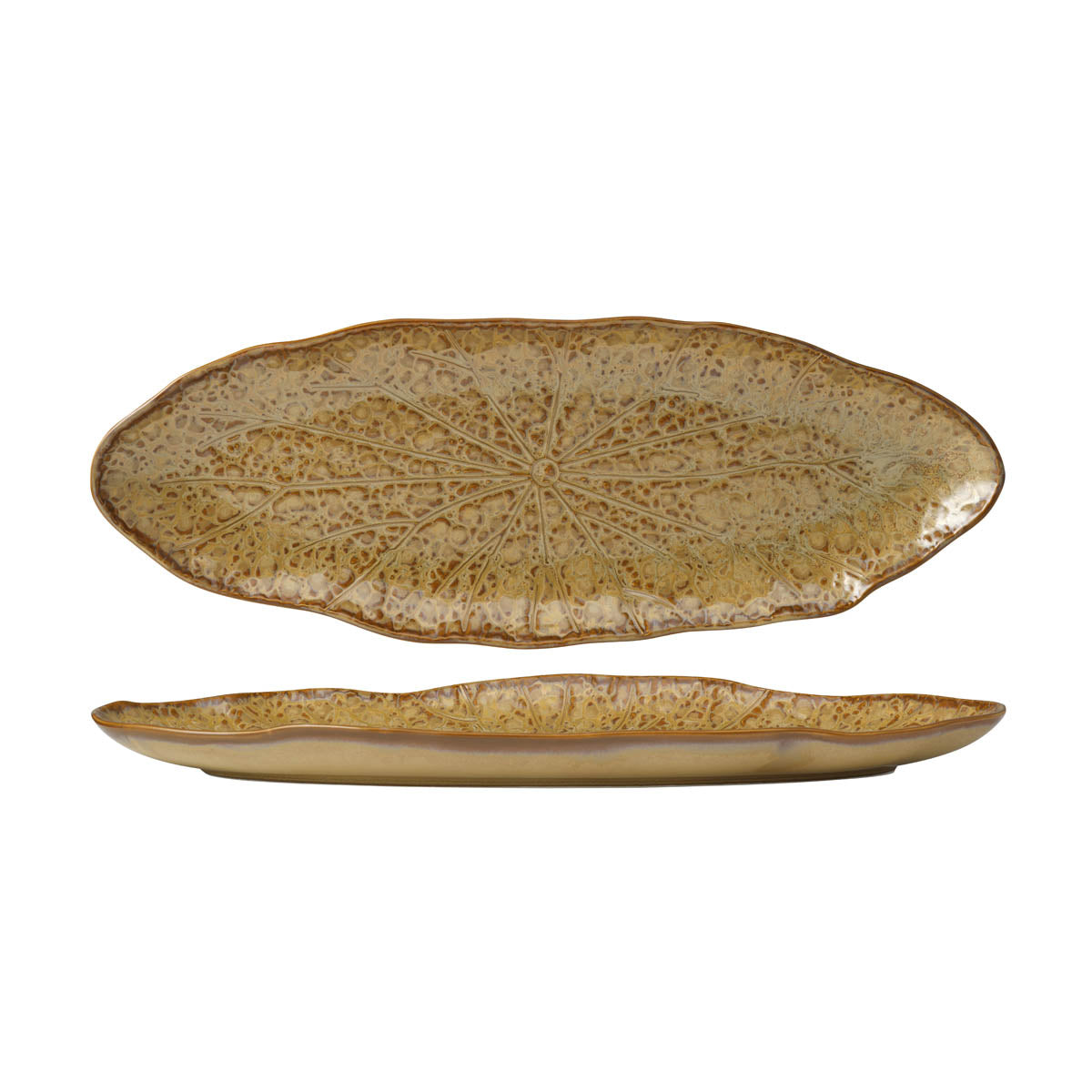 Tablekraft Fusion Lotus Oval Plate 388x132x30mm Cinnamon