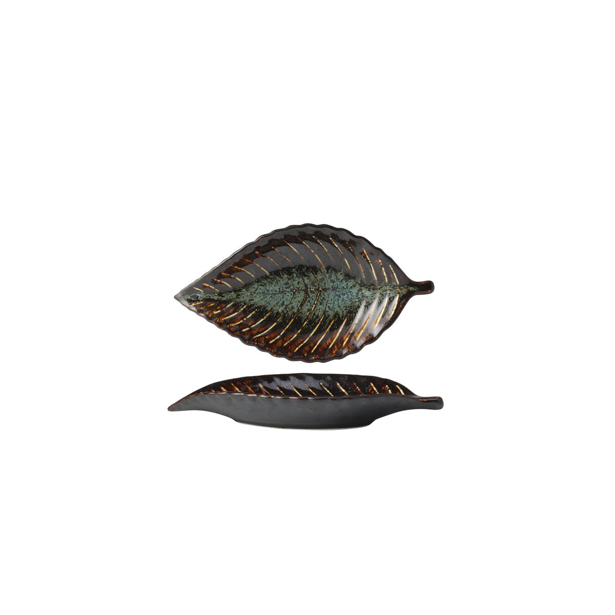 Tablekraft Fusion Leaf Plate 220x117x33mm Patina