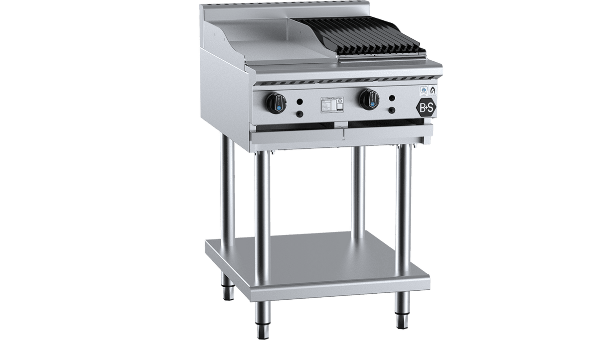 B+S Black Combination 300mm Grill Plate & 300mm Char Broiler