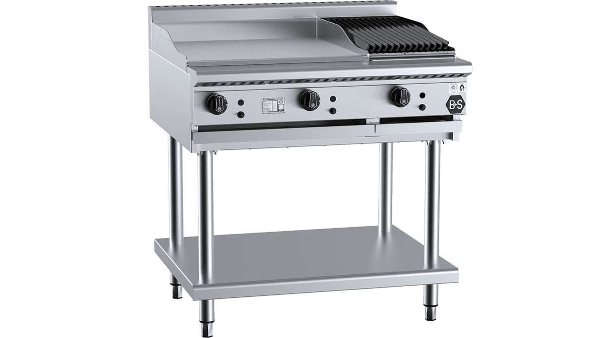 B+S Black Combination 600mm Grill Plate & 300mm Char Broiler