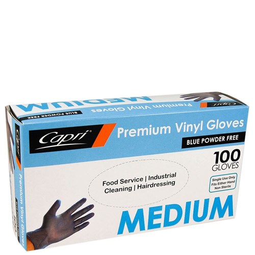 Capri Glove Blue Vinyl Medium Powder Free