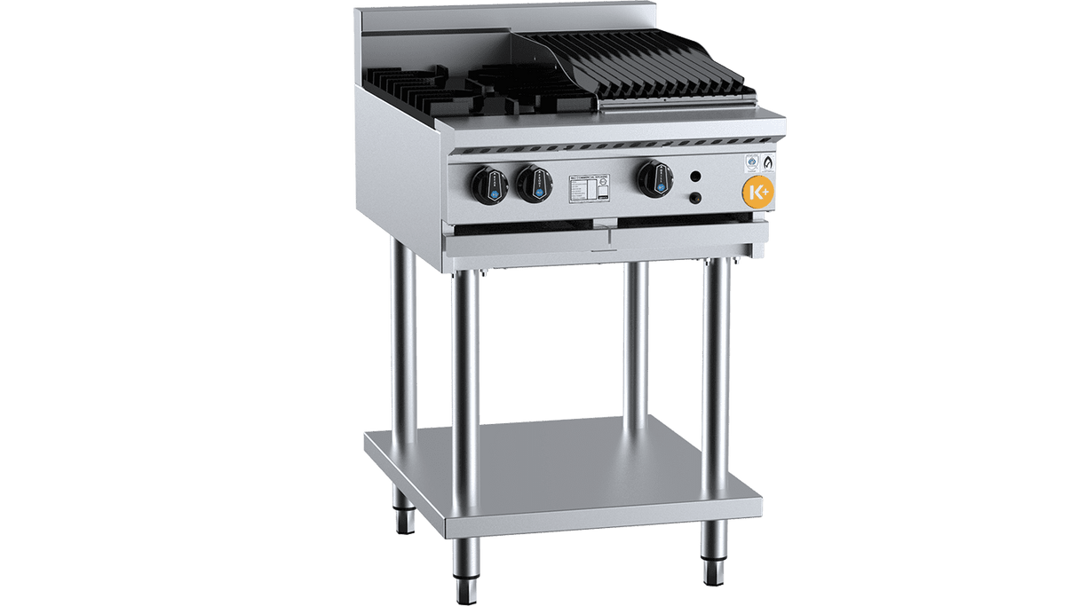 Combination Two Open Burners & 300mm Char Broiler On Stand