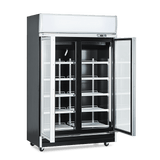 2 Glass Hinged – Top Mount – Display Fridge – Black – 1260mm Width