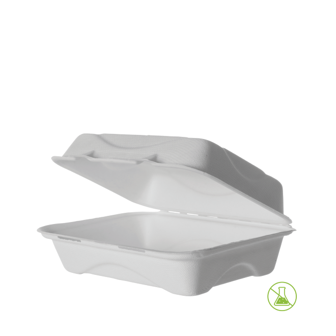 Sugarcane Snack Box Clamshell 9x6x3 Inch (200)