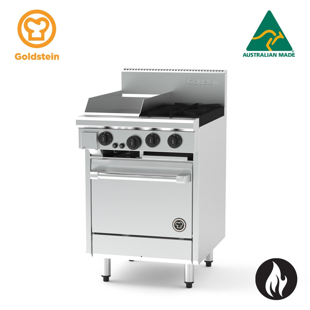 GOLDSTEIN Oven Range 2 burners, 305 x 520 x 20 mm griddle, 20'' gas static oven