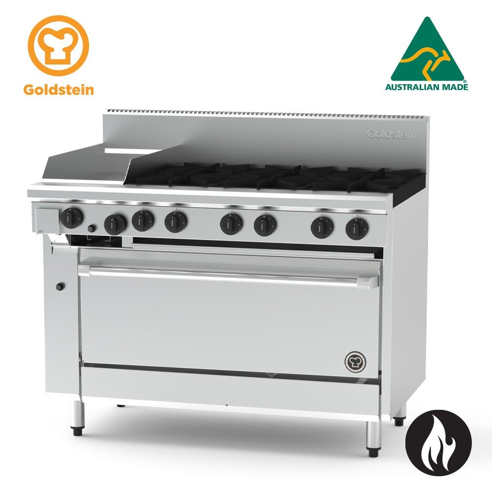 GOLDSTEIN Combination Range 6 burners, 305 x 520 x 20mm griddle, 40'' static electric oven