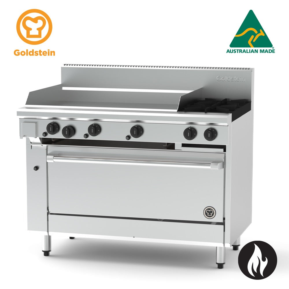 GOLDSTEIN Combination Range 2 burners, 914 x 520 x 20 mm griddle, 40'' static gas oven