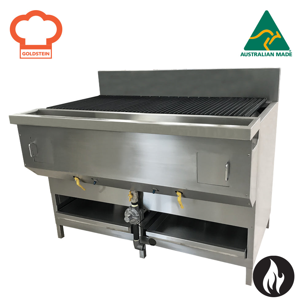 GOLDSTEIN 8 inline cast iron burners, grill size 1235W x 575D mm