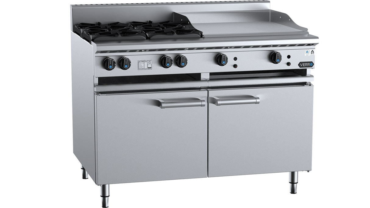 Combination Four Open Burners & 300mm Grill Plate Cabinet Mounted