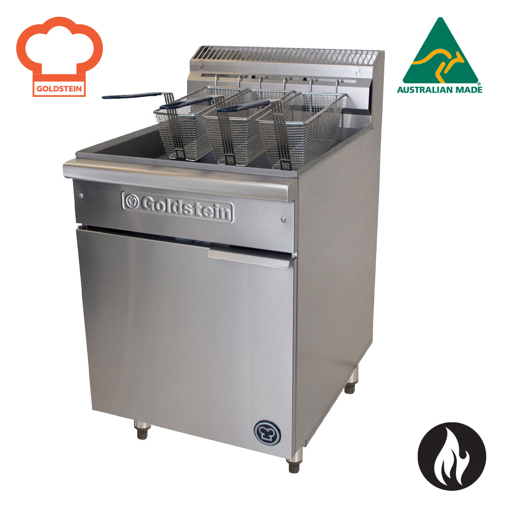 GOLDSTEIN Fryer single V pan, pan size 568 x 353 x 300 mm, 3 baskets per pan, 36L oil capacity