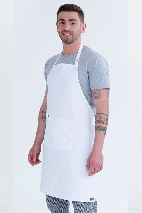 Prochef White Poly/Cotton Bib Apron